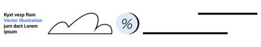 Siyah bulut çizgisi, yüzde sembollü beyaz daire ve yatay çizgiler. Mali raporlar, hava tahminleri, teknik sunumlar, web tasarımı, eğitici grafikler, uygulamalar, broşürler için ideal