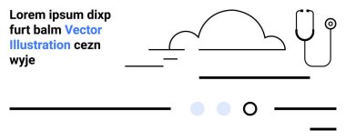 Basit bulut, steteskop ve siyah-mavi metin satırları. Sağlık, tıbbi, minimalist, modern, web tasarımı, eğitim materyalleri, kullanıcı arayüzü, iniş sayfası için ideal