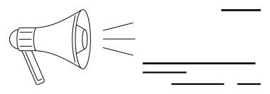 Megafon yaymak iletişimi ve duyuruları sembolize eder. Pazarlama, promosyon, halka açık konuşma, yayıncılık, alarmlar, iş iletişimi, sosyal medya için ideal. Pankart