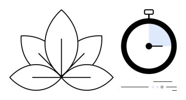Lotus çiçeği ve kronometre gelip geçici bir zaman dilimi gösteriyor. Meditasyon, farkındalık, zaman yönetimi, sağlık, fitness, kişisel büyüme, verimlilik için idealdir. Satır metaforu