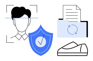 Biyometrik yüz taraması, işaretli kalkan, belge senkronizasyonu ve akıllı cihaz güvenliği, veri yönetimini, teknolojik yeniliği, biyometriği, veri depolama, uzak çalışma, dijital kimlik