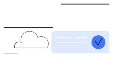 Bulut simgesi açık mavi bir kutunun içindeki mavi işaretle eşleştirildi ve onaylanmış bulut deposu taşınıyor. Teknoloji, bulut hesaplama, veri güvenliği, doğrulama, dijital süreçler, güvenilirlik, web