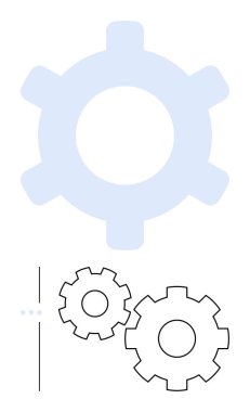 Mekanik süreçlerde takım çalışmasını ve verimliliği temsil eden mavi ve siyah üç farklı boyutta vites. Mühendislik, teknoloji, işbirliği, iş akışı, üretkenlik, iş dünyası için ideal