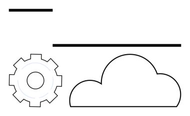 Solda vites ana hatları, sağda bulut çizgisi, yukarıda da yatay çizgiler var. Teknoloji, bulut hesaplama, mühendislik, sistemler, veri işleme, yazılım dijital kavramları için idealdir. Satır metaforu
