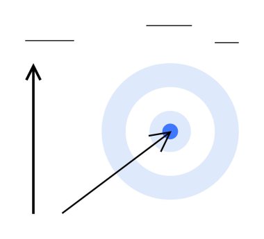 Oklar merkeze dönük, odaklanma, hassasiyet ve stratejik planlamayı gösteren eş merkezli çemberler. Hedef belirleme, hizalama, yön, başarı, doğruluk ve başarı temaları için idealdir