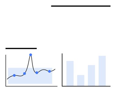 Mavi veri noktalarına sahip çizgi grafiği ve değişken yüksekliklere sahip eğri çubuğu grafiği. Analiz, istatistik, veri analizi, raporlama, sunumlar, iş dünyası, trend analizi için ideal. Çizgi