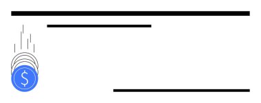 Dolar işaretli para, yükselen çubukların arasına düşer. Bu da mali büyümeyi gösterir. Ticari başarı, finans eğilimleri, başlangıç yatırımı, piyasa analizi ve ekonomik ilerleme için ideal