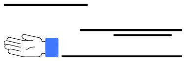 Minimalist çizgilerle uzatılmış el, etkileşim, rehberlik ve destek temaları öneriyor. İş için ideal, takım çalışması, yardım, yardım, işbirliği yönlendirme tahvilleri. Satır metaforu