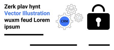 Mavi CRM metin, kilit sembolü ve yer tutucu metin ile güvenli CRM entegrasyon teçhizatı. Web sitesi güvenliği, veri koruması, CRM sistemleri, teknoloji arayüzleri, iş sunumları, yazılım için ideal