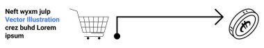 Shopping cart line drawing progressing toward currency symbol, symbolizing digital transactions. Ideal for e-commerce, online payment, retail marketing, digital sales, economic growth, consumer clipart