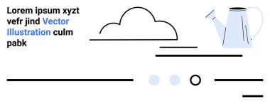Sulama kutusu, bulut ve soyut elementler basit bir düzende. Bahçeyle ilgili web siteleri, minimalist tasarım temaları, modern estetik, doğa, web tasarımı, ev d cor, açık hava aktiviteleri için ideal