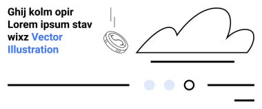 Bulut, para, geometrik çizgiler ve tipografi. Finans, teknoloji, minimalizm, web tasarımı, modern sanat basitliği kavramsal grafik indirme sayfası için ideal