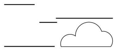 Yatay çizgileri olan kara bulut rüzgar hareketini işaret ediyor. Hava durumu, basitlik, minimalizm, doğa, grafik tasarım, soyut sanat ve arka plan kavramları için idealdir. Satır metaforu