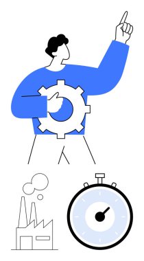 Dişli kronometre fabrikası dumanlı. İş için ideal, verimlilik, süreç optimizasyonu, zaman yönetimi, endüstri, üretkenlik, iş akışı. Satır metaforu