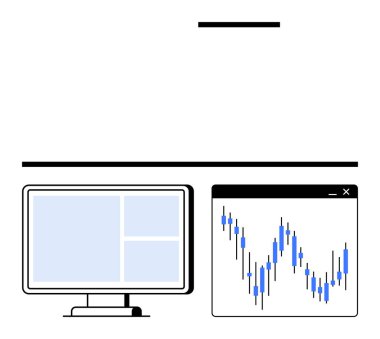 Tarayıcı penceresinin yanında mavi bir şamdan grafiği olan borsa verilerini gösteren gösterge paneli olan bir monitör. Finansal analiz, yatırım, ticaret, iş sunumları, piyasa araştırmaları için ideal