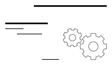 Teknik planda iki vites ve çoklu yatay çizgi elementleri var. Mühendislik, mekanik tasarım, endüstriyel planlama, teknik belgeler, yazılım geliştirme, süreç için ideal