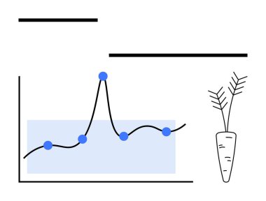 Mavi veri noktaları çizelgesi grafiği basit havuç çizimi eğilimi. Tarım, analitik, büyüme, sürdürülebilirlik, minimalizm, veri görselleştirme, ilerleme için idealdir. Satır metaforu