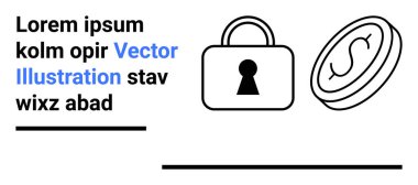 Asma kilit ve para sembolleri güvenli çevrimiçi işlemleri ve dijital para birimini temsil ediyor. Mali güvenlik, e-ticaret, veri koruması, çevrimiçi bankacılık, siber güvenlik, dijital cüzdanlar için ideal