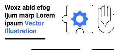 Şeffaf dişli yapboz parçası ve açık el hareketi. Takım çalışması, iş akışı, proje yönetimi, iş çözümleri, ortaklık, destek hizmetleri ve yaratıcı sunumlar için ideal. İniş sayfası