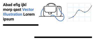 Üzerinde sapı olan bir iş çantası ve dalgalı grafiği olan bir ızgaranın yanında mavi kablo. Finans, sunumlar, pazarlama, eğitim, girişimler, teknoloji, klinikler için ideal. İniş sayfası