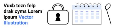 Takvimin yanında büyüteçle güvenlik kilidi. Veri güvenliği, programlama, analiz, araştırma, organizasyon, mahremiyet ve planlama için ideal. İniş sayfası