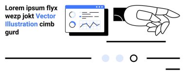 Robot el, analitik torpido, grafikler, pasta grafiği, metin tutucu, iki düğme. Teknoloji, yapay zeka, veri analizi, robotik, UI tasarım teknolojisi sunumları için idealdir.