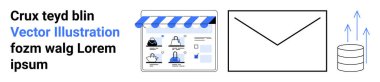 Kullanıcı arayüzü, e- posta simgesi ve dijital pazarlama, iletişim, e-ticaret ve veri yönetimini temsil eden veri yükleme sembolleriyle çevrimiçi mağaza önü. Web siteleri, mobil uygulamalar ve pazarlama için ideal