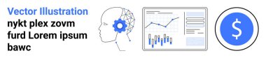Dişli kafa yapay zekayı, grafik veri analizini ve dolar işareti de finansal büyümeyi simgeliyor. AI için ideal, veri görselleştirme, finans, iş zekası, ekonomik büyüme, teknoloji