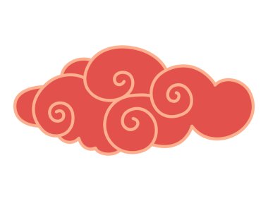 Red cloud design with swirling inspired by traditional Chinese art. Great for cultural, decorative, festive uses in crafts, decor and print projects. Chinese festival cloud. Asian traditional clipart