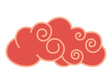 Red cloud design with swirling inspired by traditional Chinese art. Great for cultural, decorative, festive uses in crafts, decor and print projects. Chinese festival cloud. Asian traditional clipart