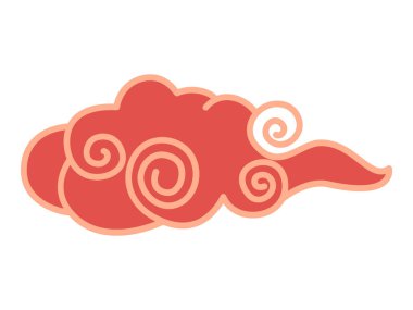 Red cloud design with swirling inspired by traditional Chinese art. Great for cultural, decorative, festive uses in crafts, decor and print projects. Chinese festival cloud. Asian traditional clipart