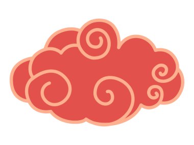 Geleneksel Çin sanatından esinlenerek dönen kırmızı bulut tasarımı. Kültürel, dekoratif, el sanatları, dekorasyon ve baskı projelerinde kullanım için harika. Çin festivali bulutu. Asya geleneği