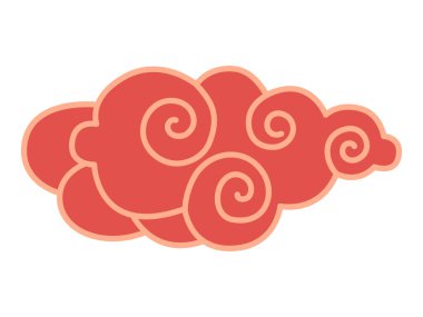 Red cloud design with swirling inspired by traditional Chinese art. Great for cultural, decorative, festive uses in crafts, decor and print projects. Chinese festival cloud. Asian traditional clipart