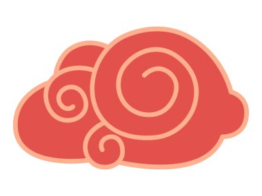 Geleneksel Çin sanatından esinlenerek dönen kırmızı bulut tasarımı. Kültürel, dekoratif, el sanatları, dekorasyon ve baskı projelerinde kullanım için harika. Çin festivali bulutu. Asya geleneği