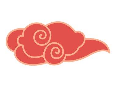 Geleneksel Çin sanatından esinlenerek dönen kırmızı bulut tasarımı. Kültürel, dekoratif, el sanatları, dekorasyon ve baskı projelerinde kullanım için harika. Çin festivali bulutu. Asya geleneği