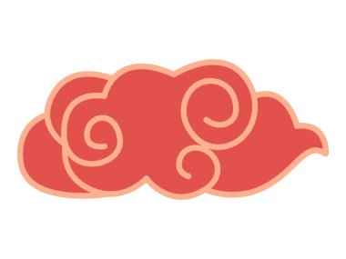 Geleneksel Çin sanatından esinlenerek dönen kırmızı bulut tasarımı. Kültürel, dekoratif, el sanatları, dekorasyon ve baskı projelerinde kullanım için harika. Çin festivali bulutu. Asya geleneği