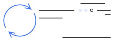 Mavi dairesel oklar, hareket veya veri akışını temsil eden siyah yatay çizgilerle döngü gösterir. İşlem görselleştirme, iletişim, döngü illüstrasyonu, iş operasyonları için ideal
