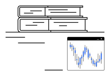 Bir şamdan çizelgesinin yanında bilgi ve hisse senedi analizini gösteren kitaplar yığını. İş, eğitim, finans, ticaret, araştırma, yatırım ve ekonomi eğitimi için idealdir. Çizgi