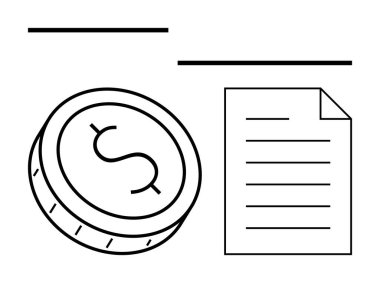 Madeni kayıtları temsil eden çizgilerin olduğu bir belgenin yanında dolar işareti olan para. Finans, muhasebe, raporlar, işlemler, muhasebe, denetimler ve sözleşmeler için ideal. Satır metaforu