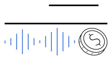 Ses dalgalarının yanında madeni para, finansal büyüme ve piyasa eğilimleri kavramını vurguluyor. Yatırım, tasarruf, mali analiz, pazar eğilimleri, ekonomik büyüme, borsa, iş dünyası için ideal