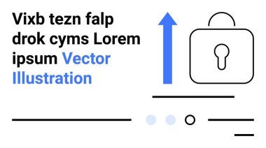 Kilit simgesi, yukarı doğru mavi ok, metin ögeleri. Veri güvenliği, şifreleme, siber güvenlik, büyüme, teknoloji, gizlilik web tasarımı İniş sayfası için ideal