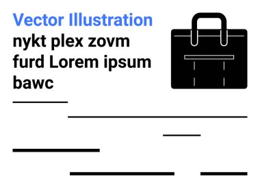 Siyah iş çantası, metin blokları ve yatay çizgiler. İş sunumları, web siteleri, pazarlama materyalleri, bilgi grafikleri, eğitim materyalleri, ürün ambalajları, ofis dekorasyonu için ideal