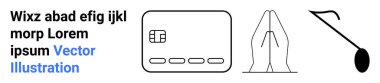 Credit card, prayer hands, and phone receiver icons with placeholder text. Ideal for finance, spirituality, communication, text templates, mobile apps UI design presentations. Landing page clipart