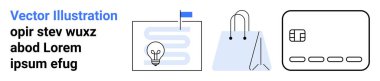 Bir belgede ampul, alışveriş torbaları ve kredi kartı görüntüsü. Yenilik, alışveriş, e-ticaret, finans, pazarlama iş stratejisi dijital dönüşüm için idealdir. İniş sayfası