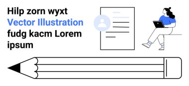Kalem, dizüstü bilgisayarı, profil simgesi ve yer tutucu metin öğeleri olan kız öğrenci. Eğitim temaları, web tasarımı, çevrimiçi öğrenme, okul projeleri, dijital içerik, kullanıcı profilleri ve metin için ideal