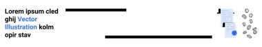 Lorem ipsum metin, yatay siyah çizgiler ve notalı belge simgeleri, kontrol işaretleri ve harfler. Sunumlar, bilgi grafikleri, web tasarımı, pazarlama, sosyal medya ve dersler için ideal. İniş