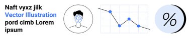 Human head with facial recognition, a line graph with data points, and a percentage symbol. Ideal for business reports, data analysis, financial presentations, educational materials, marketing clipart