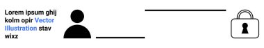 Profil resmi silueti, yer tutucu metin, ayırma satırı ve güvenli kullanıcı bilgisini temsil eden asma kilit illüstrasyonu. Gizlilik, güvenlik, hesap koruması, giriş sayfaları ve kullanıcı için ideal