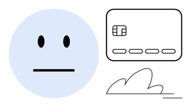 Bir kredi kartı ve bir bulut dışında tarafsız. Duygular, finansal hizmetler, çevrimiçi ödemeler, dijital güvenlik, e-ticaret, teknoloji ve internet hizmetleri için ideal. Satır metaforu