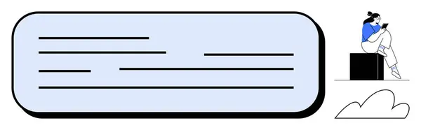 Caja de texto rectangular con líneas horizontales que representan texto ...
